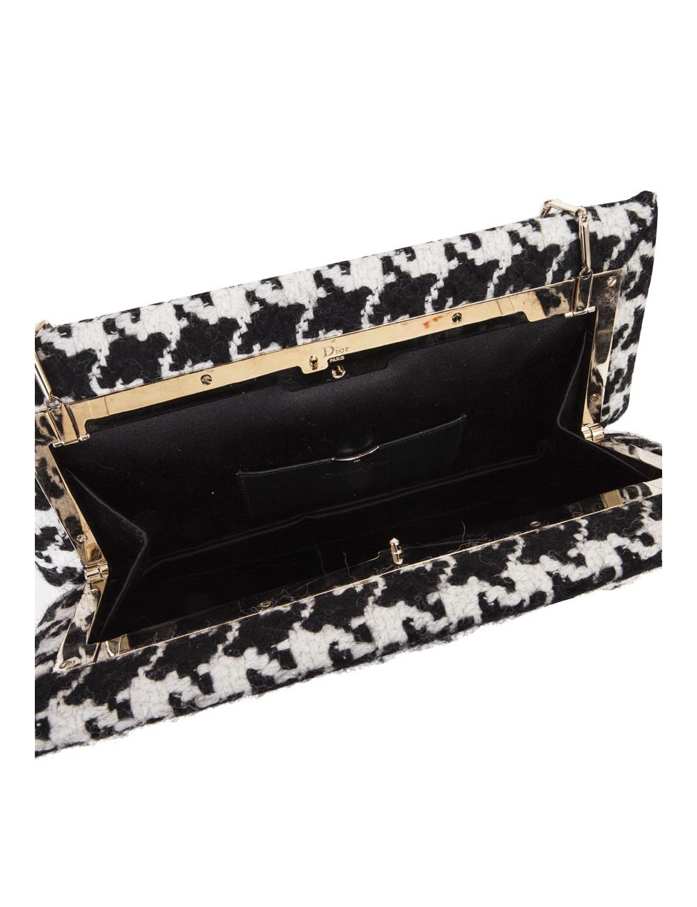 DIOR set top 42FR and clutch in black and white houndstooth fabric