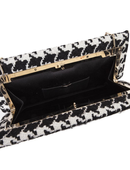 DIOR set top 42FR and clutch in black and white houndstooth fabric