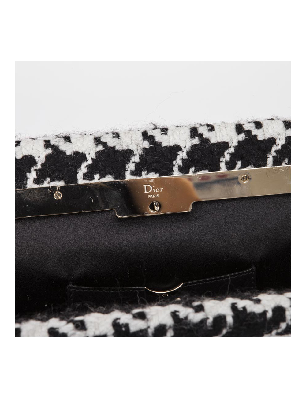 DIOR set top 42FR and clutch in black and white houndstooth fabric