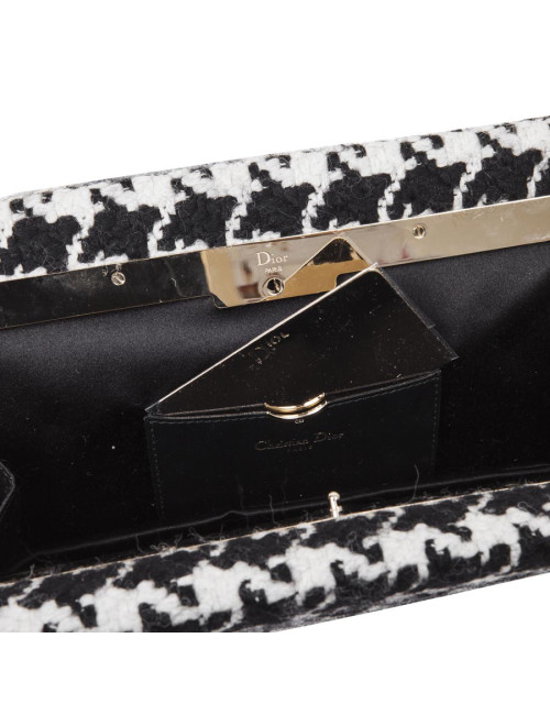 DIOR set top 42FR and clutch in black and white houndstooth fabric