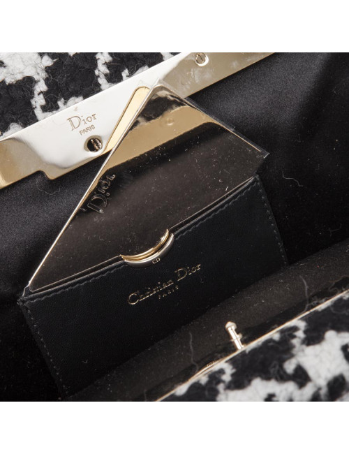 DIOR set top 42FR and clutch in black and white houndstooth fabric
