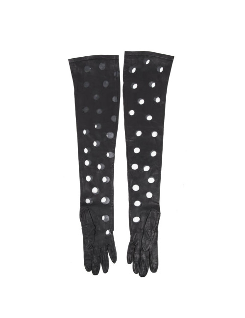 Gants CHANEL en cuir noir