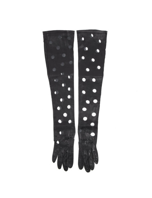 Gants CHANEL en cuir noir