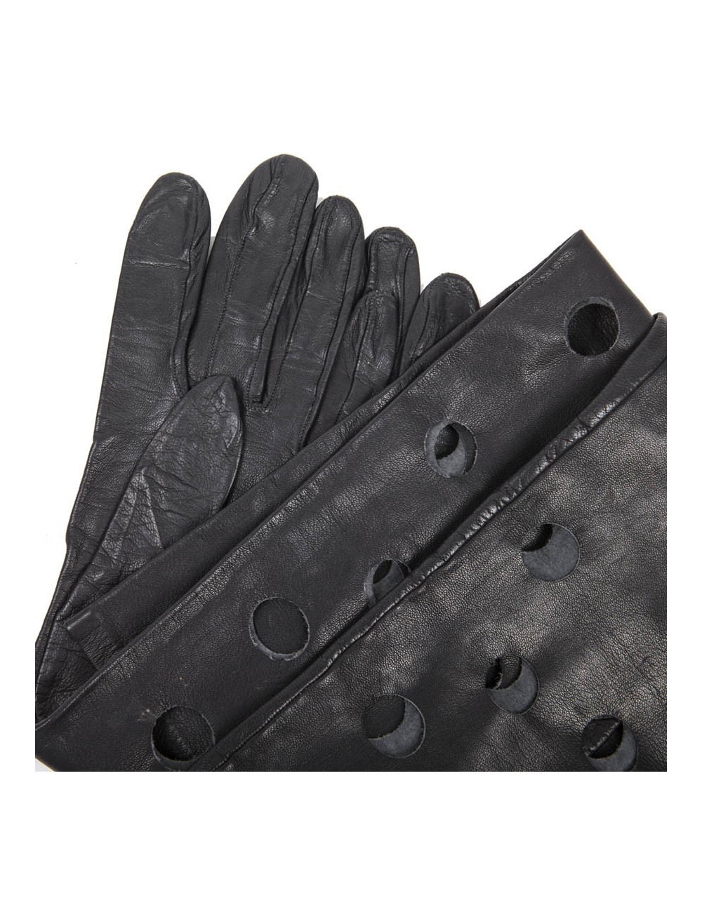 Gants CHANEL en cuir noir
