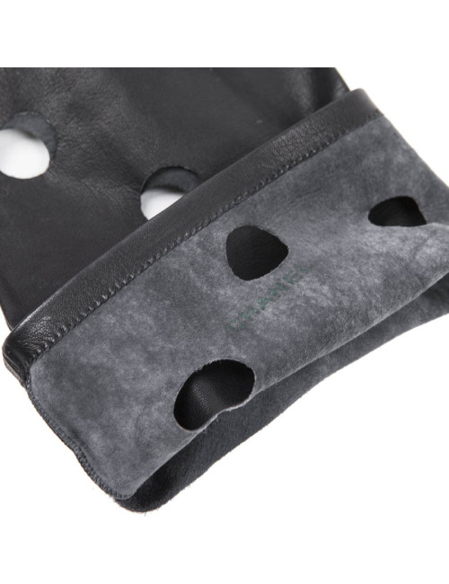 Gants CHANEL en cuir noir