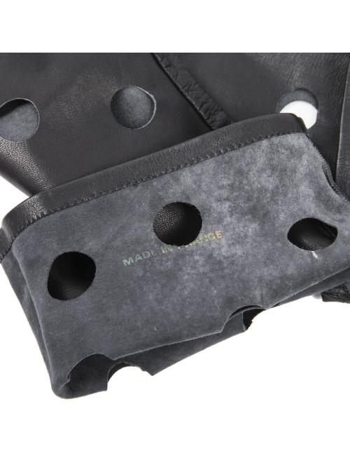 Gants CHANEL en cuir noir