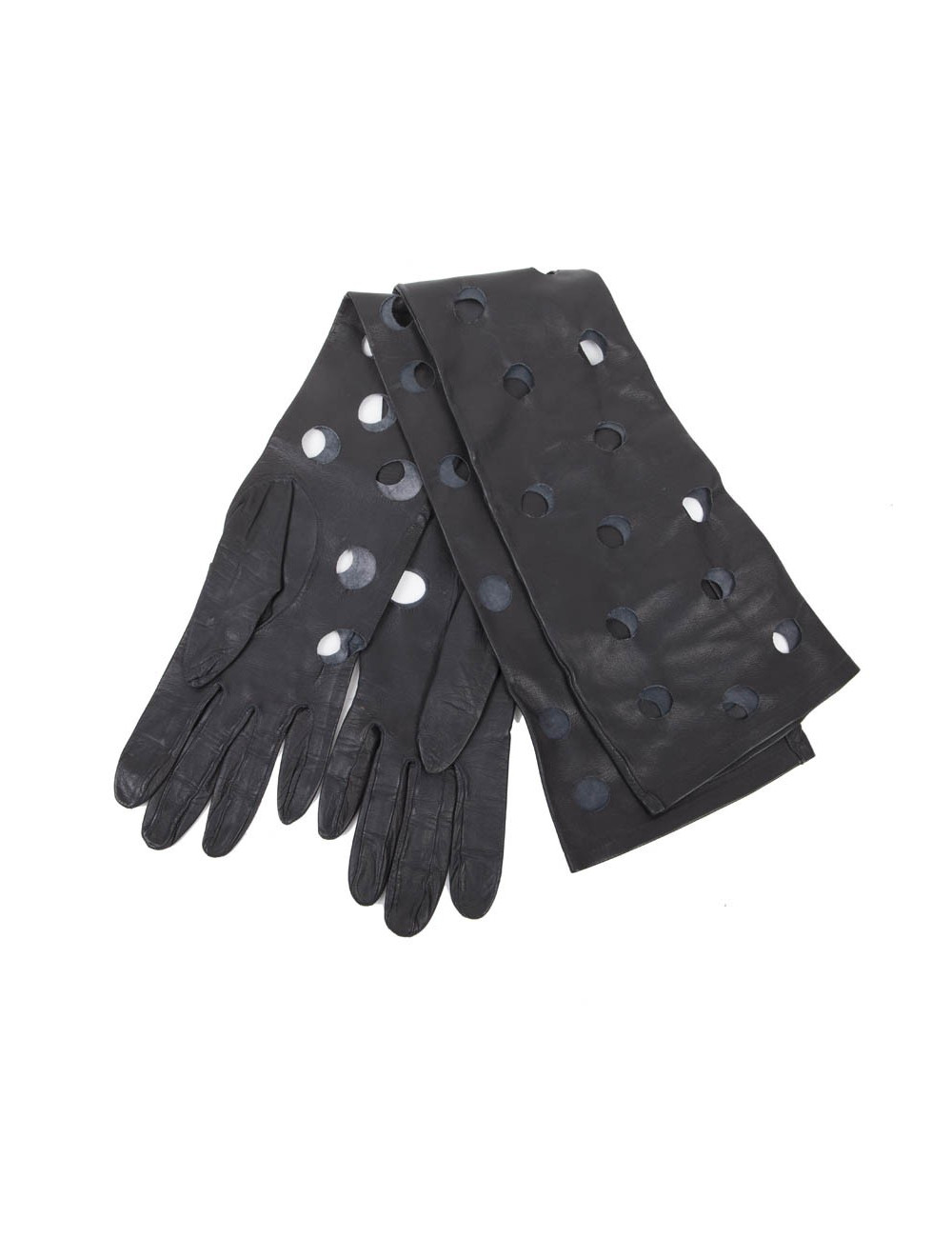 Gants CHANEL en cuir noir