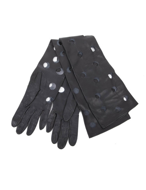 Gants CHANEL en cuir noir