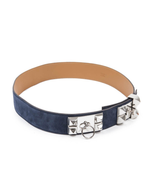 Ceinture CDC HERMES T  en daim bleue