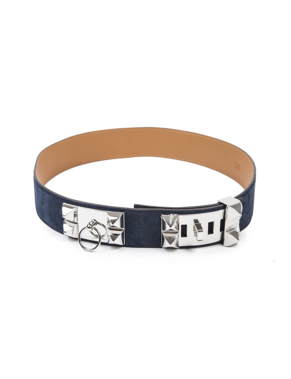Ceinture CDC HERMES T  en daim bleue