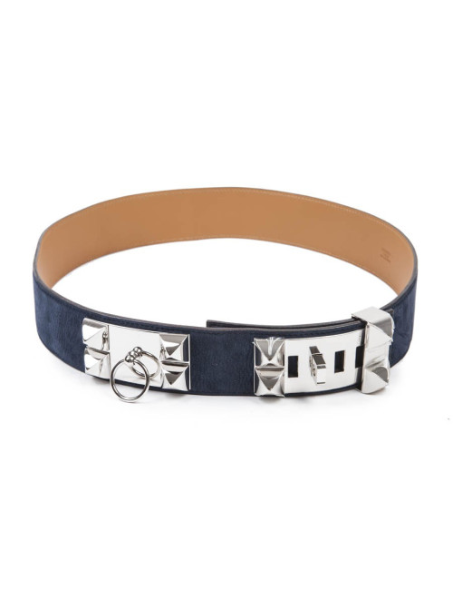 Ceinture CDC HERMES T  en daim bleue