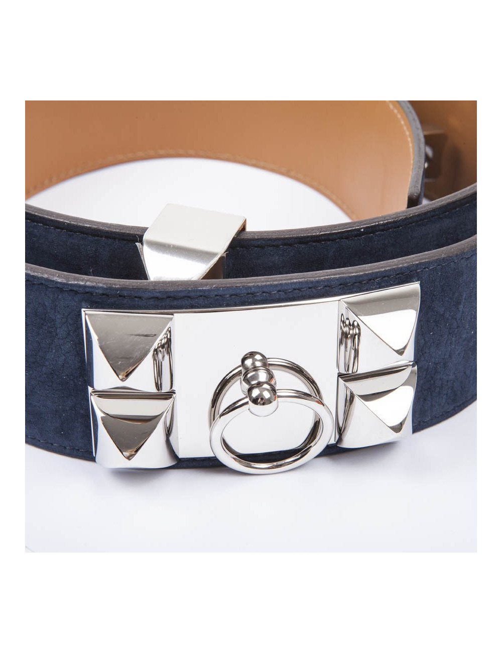 Ceinture CDC HERMES T  en daim bleue