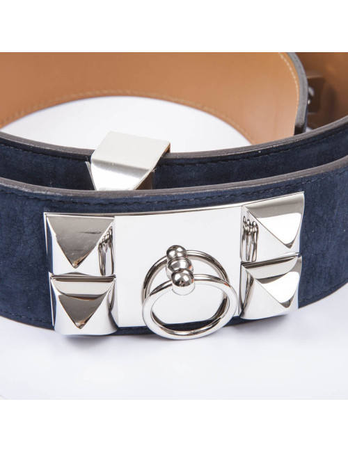 Ceinture CDC HERMES T  en daim bleue