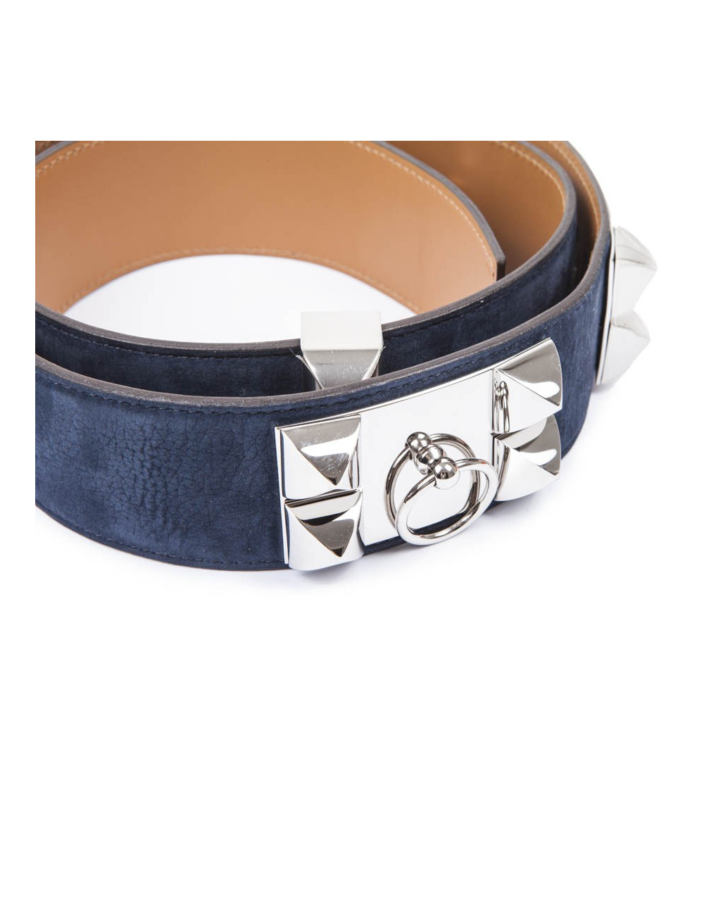Ceinture CDC HERMES T  en daim bleue
