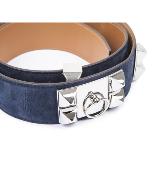 Ceinture CDC HERMES T  en daim bleue