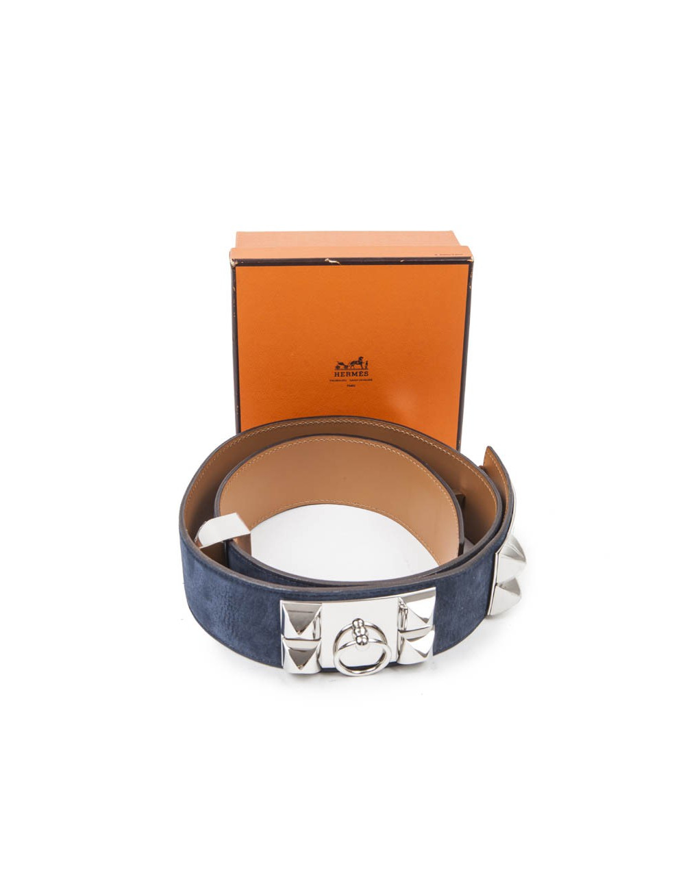 Ceinture CDC HERMES T  en daim bleue