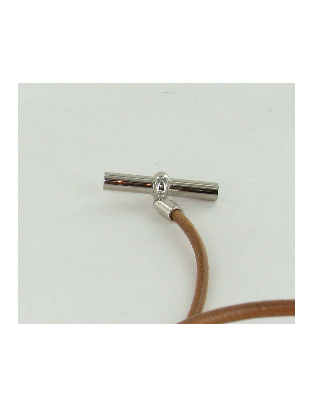 Tour de cou en cuir naturel chaîne d'ancre HERMES