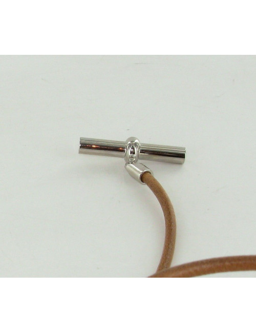 Tour de cou en cuir naturel chaîne d'ancre HERMES