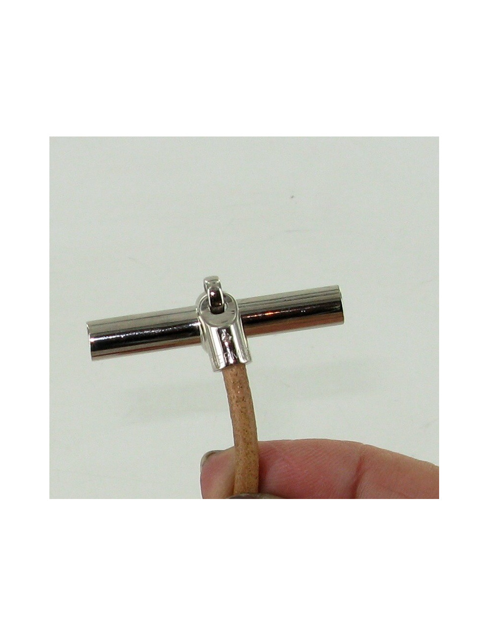 Tour de cou en cuir naturel chaîne d'ancre HERMES