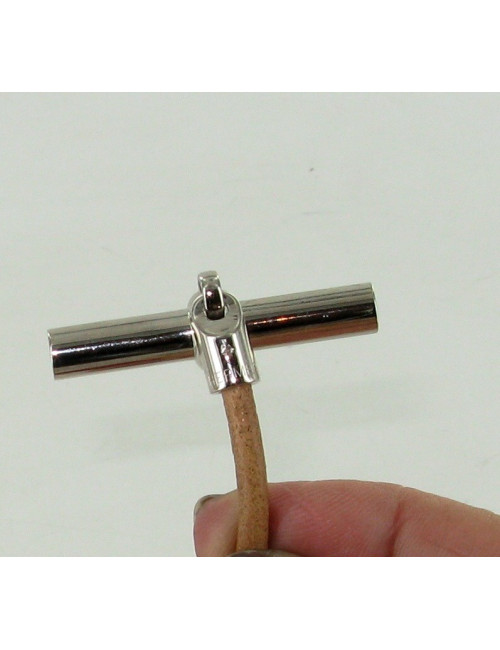 Tour de cou en cuir naturel chaîne d'ancre HERMES