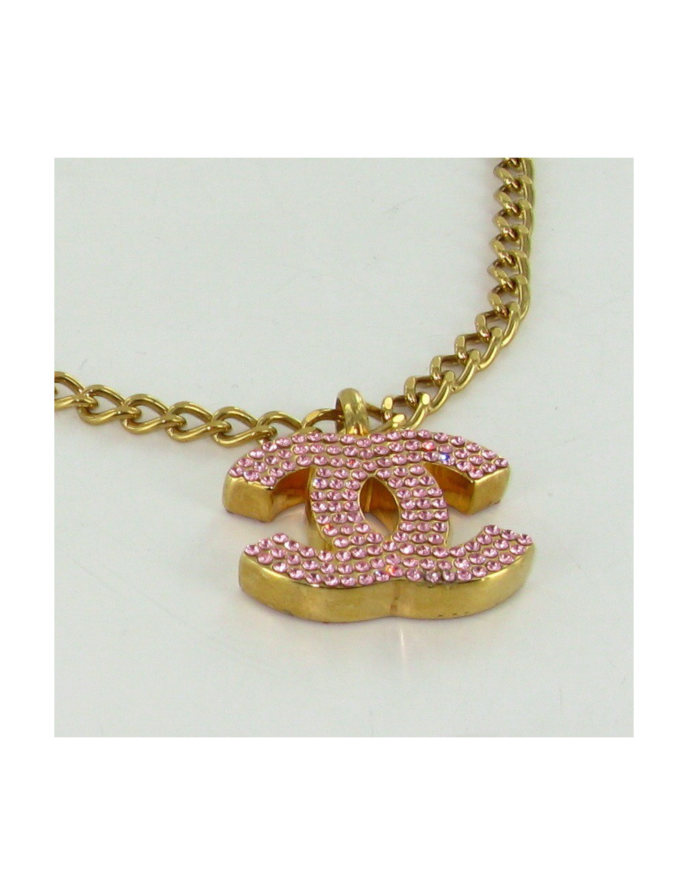 Ras de cou CHANEL CC en strass rose