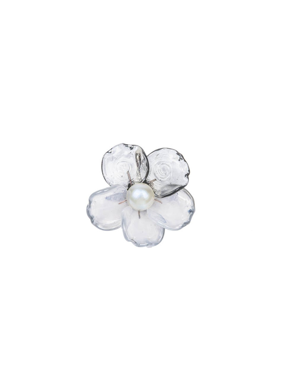 Broche CHANEL bicolore transparent et gris clair
