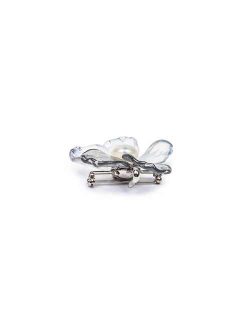 Broche CHANEL bicolore transparent et gris clair