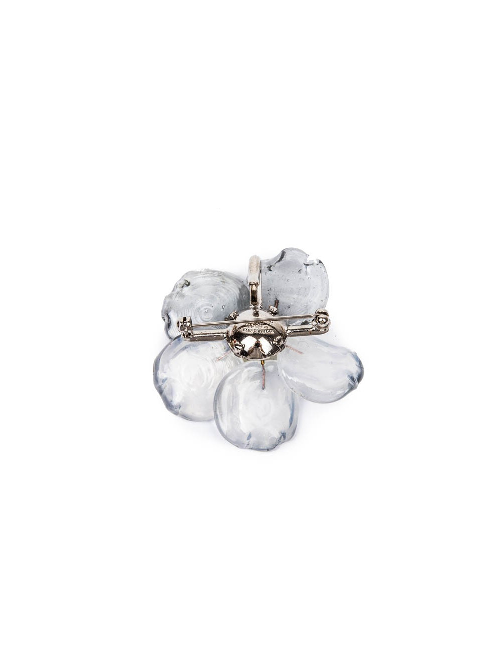 Broche CHANEL bicolore transparent et gris clair