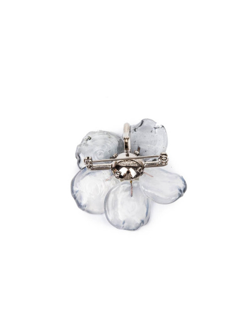 Broche CHANEL bicolore transparent et gris clair