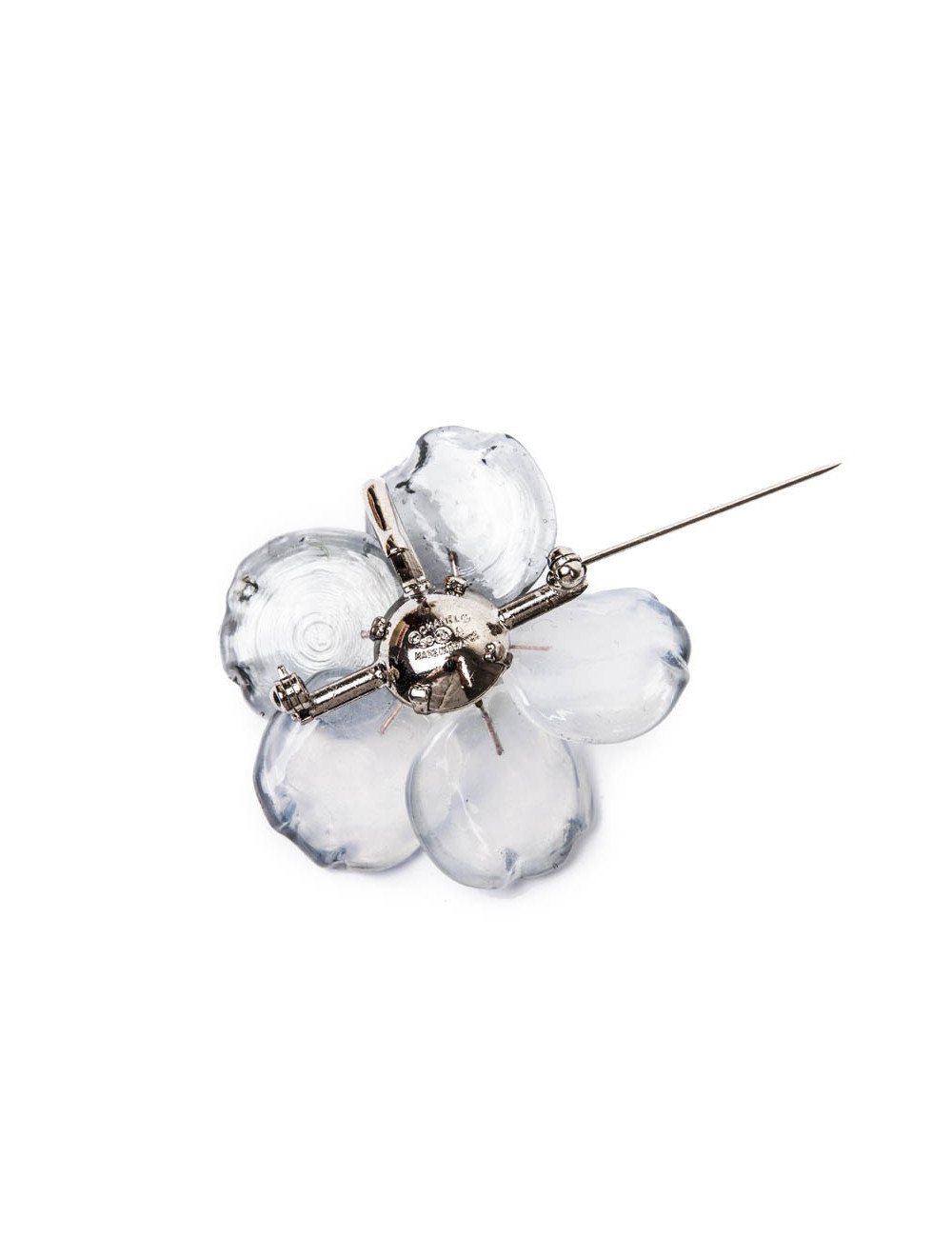 Broche CHANEL bicolore transparent et gris clair