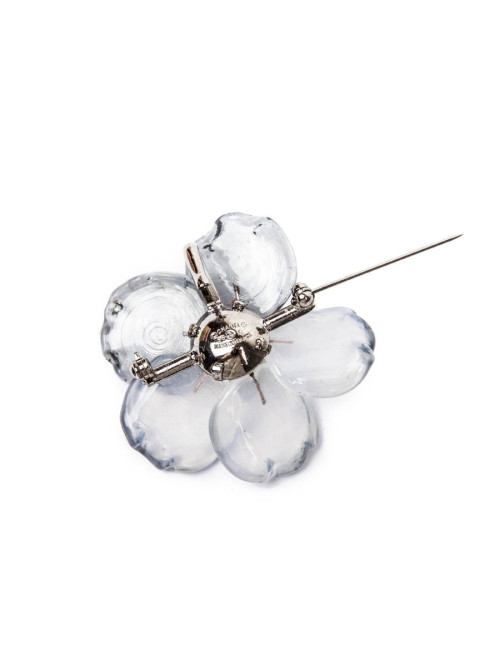 Broche CHANEL bicolore transparent et gris clair