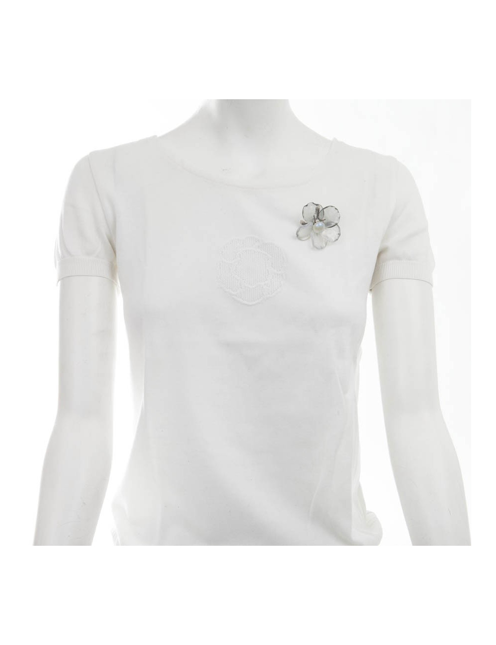 Broche CHANEL bicolore transparent et gris clair