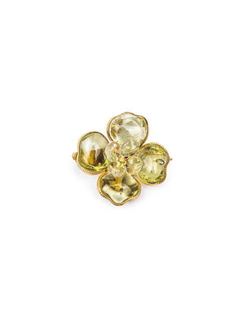 Broche CHANEL camélia vert d'eau