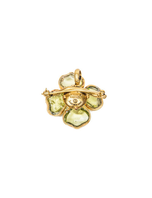 Broche CHANEL camélia vert d'eau