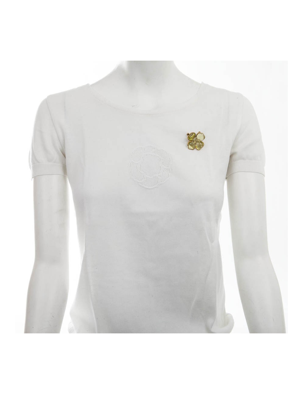 Broche CHANEL camélia vert d'eau