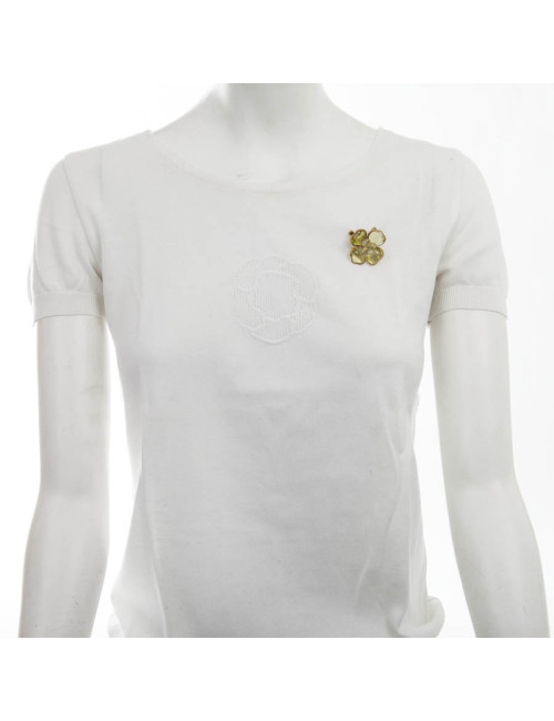 Broche CHANEL camélia vert d'eau