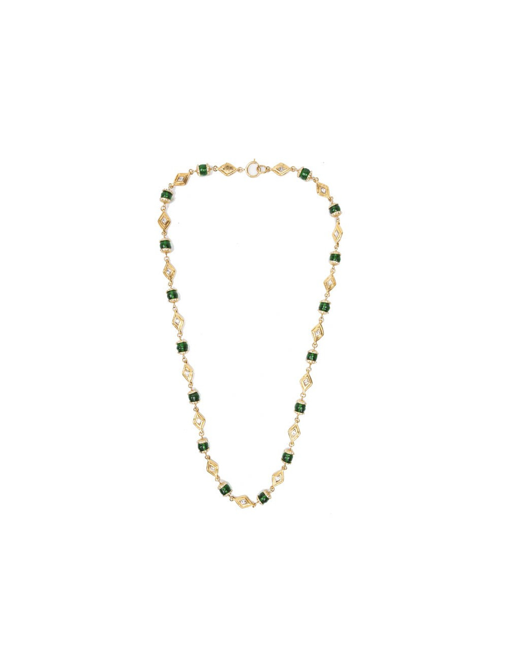 Sautoir CHANEL couleur doré et émeraude