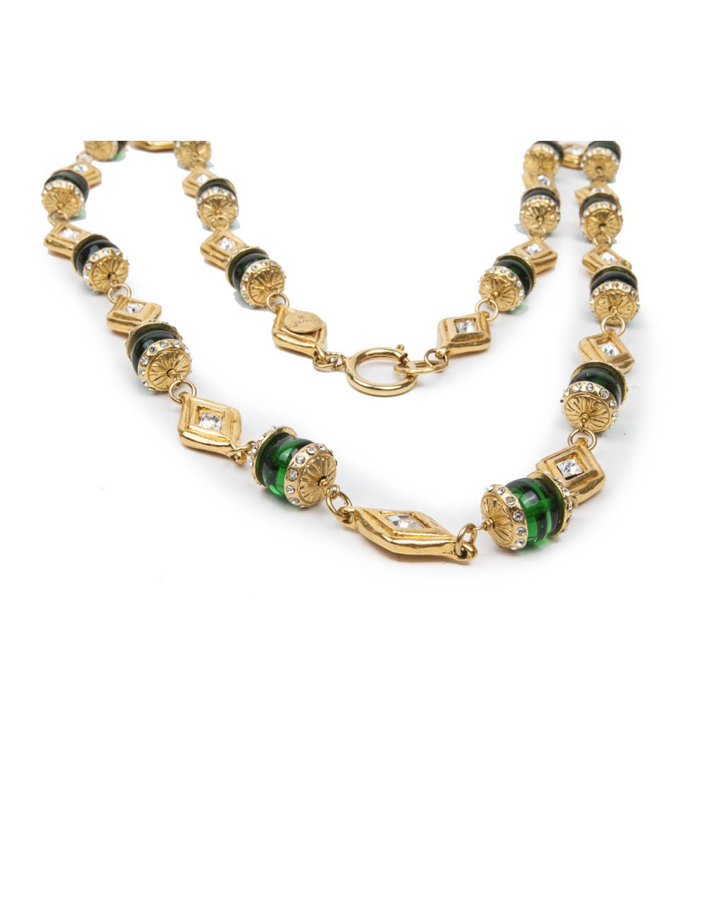Sautoir CHANEL couleur doré et émeraude