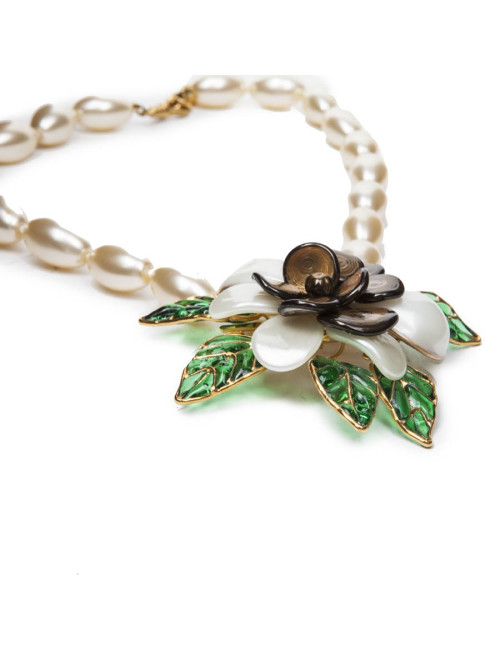 Collier MARGUERITE DE VALOIS camélia bicolore
