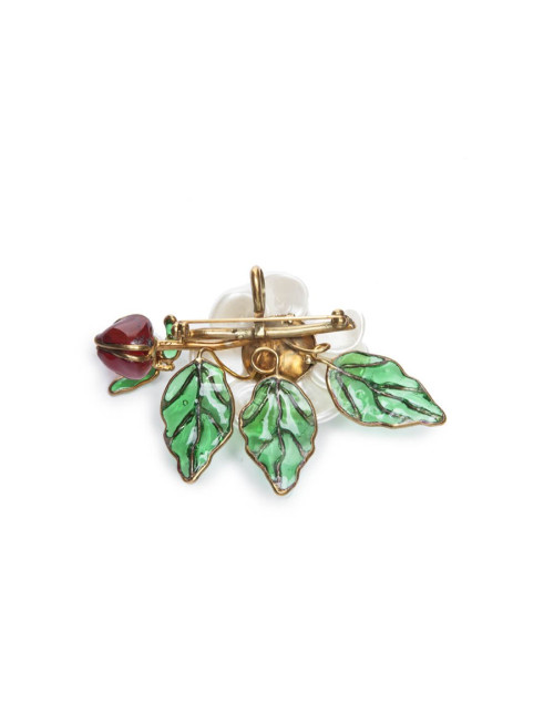 Broche pendentif CHANEL pâte de verre