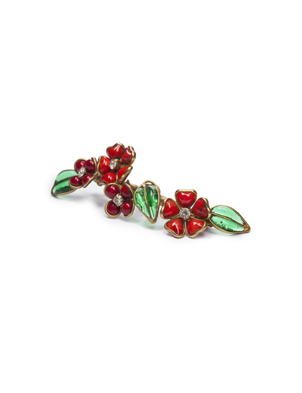 Collier SANS MARQUE marguerite orange et rouge