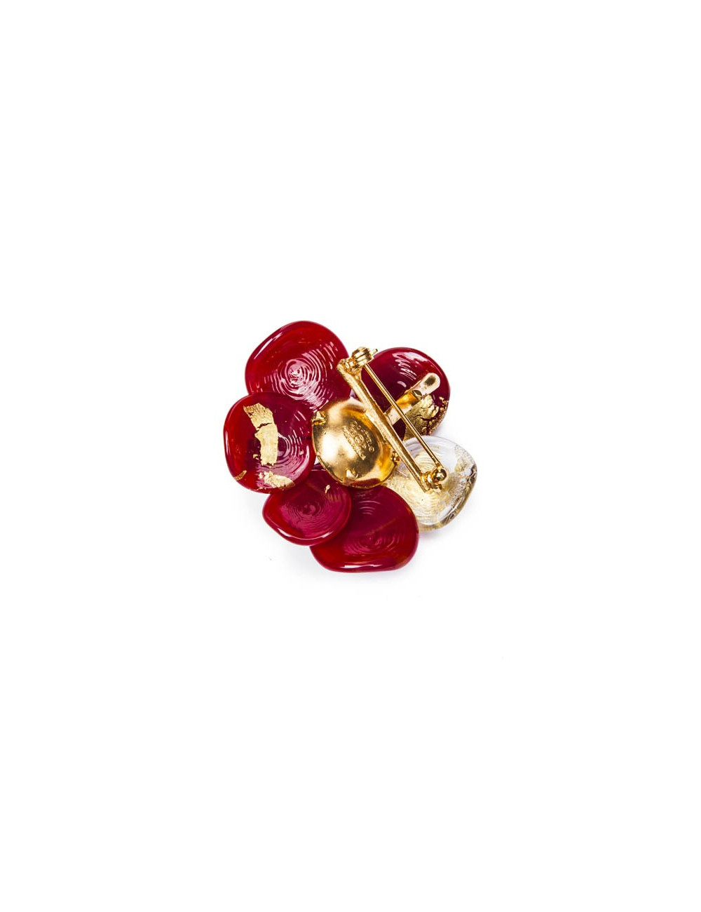 Broche CHANEL rouge et doré