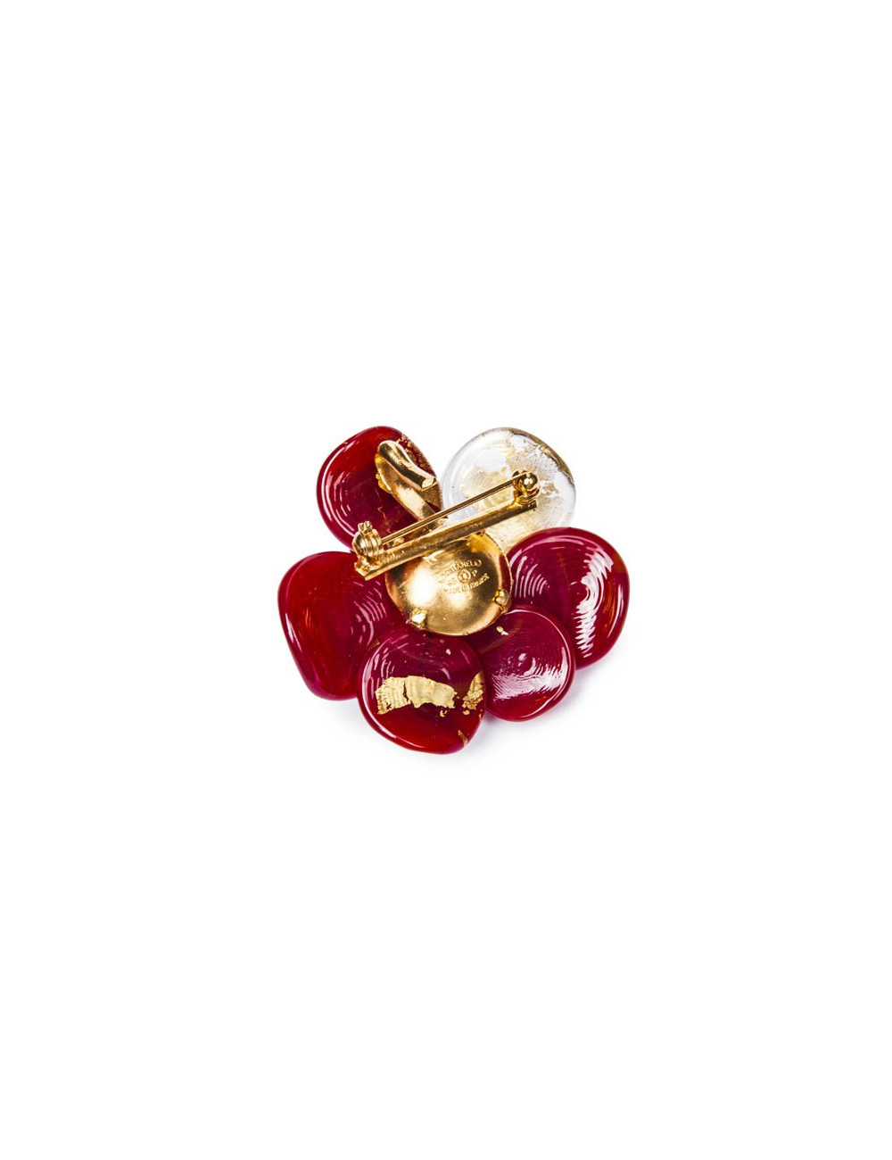 Broche CHANEL rouge et doré