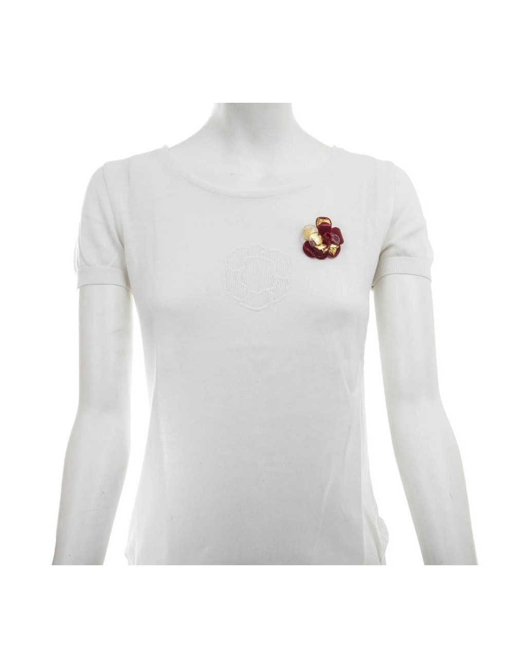 Broche CHANEL rouge et doré