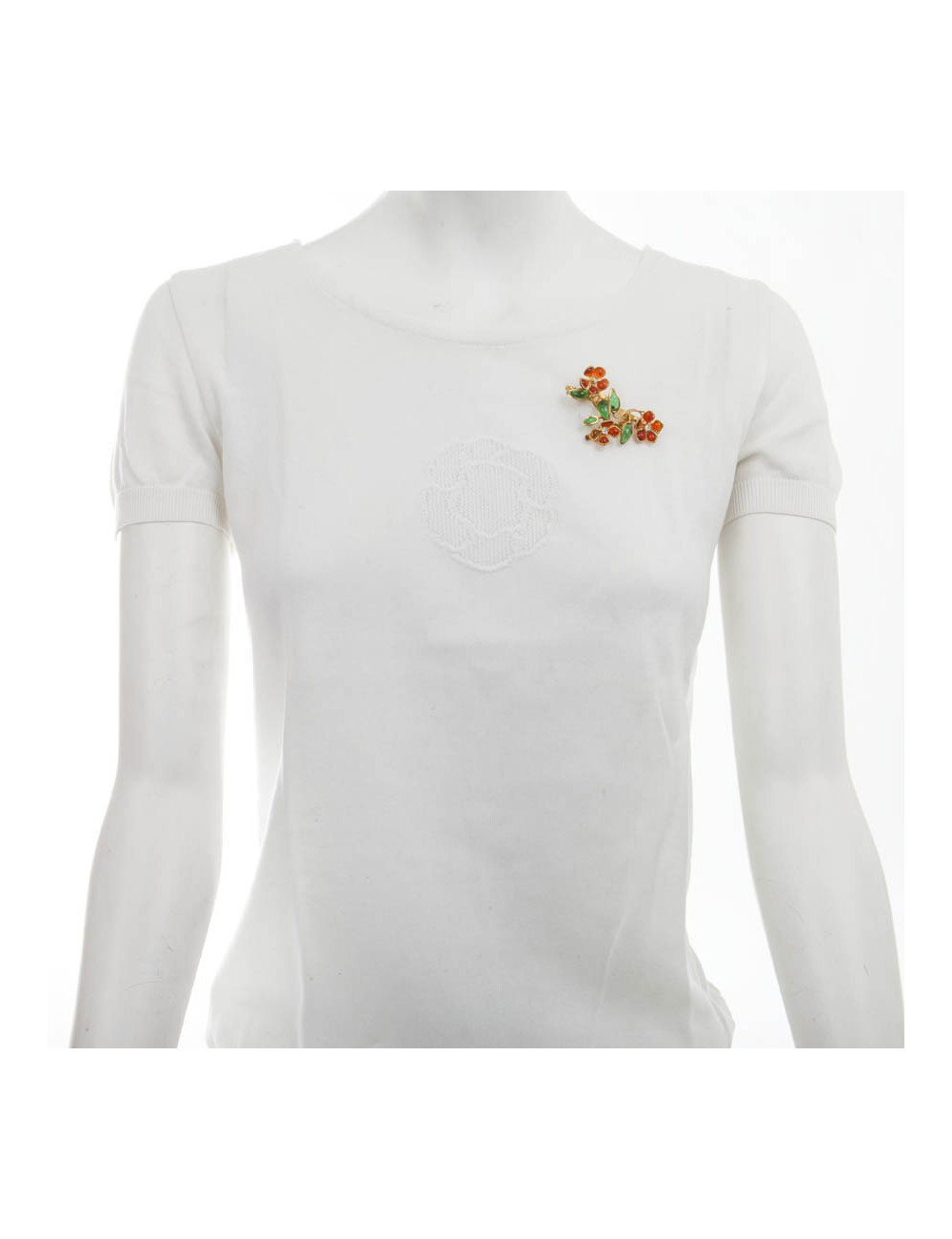 Broche MARGUERITE DE VALOIS pâte de verre orange et vert 