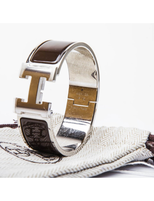 Bracelet HERMES argenté et marron