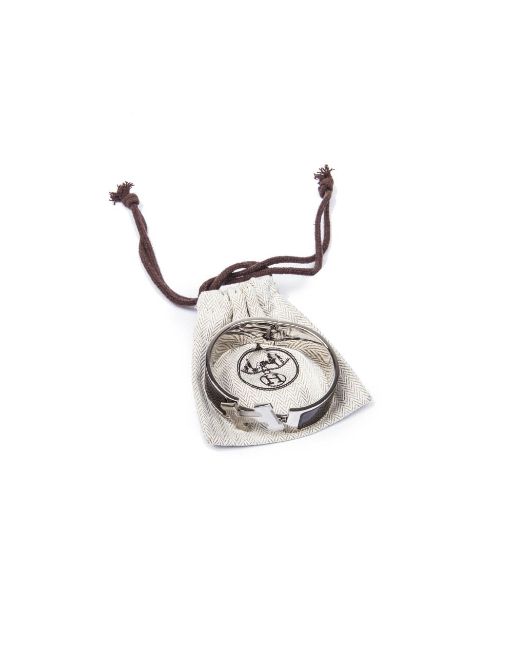 Bracelet HERMES argenté et marron