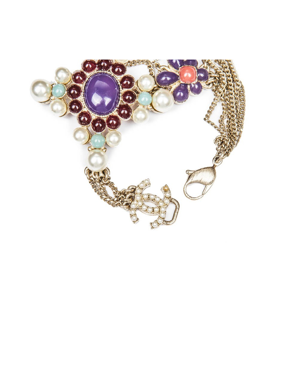 Bracelet CHANEL émail vert et perles nacrées