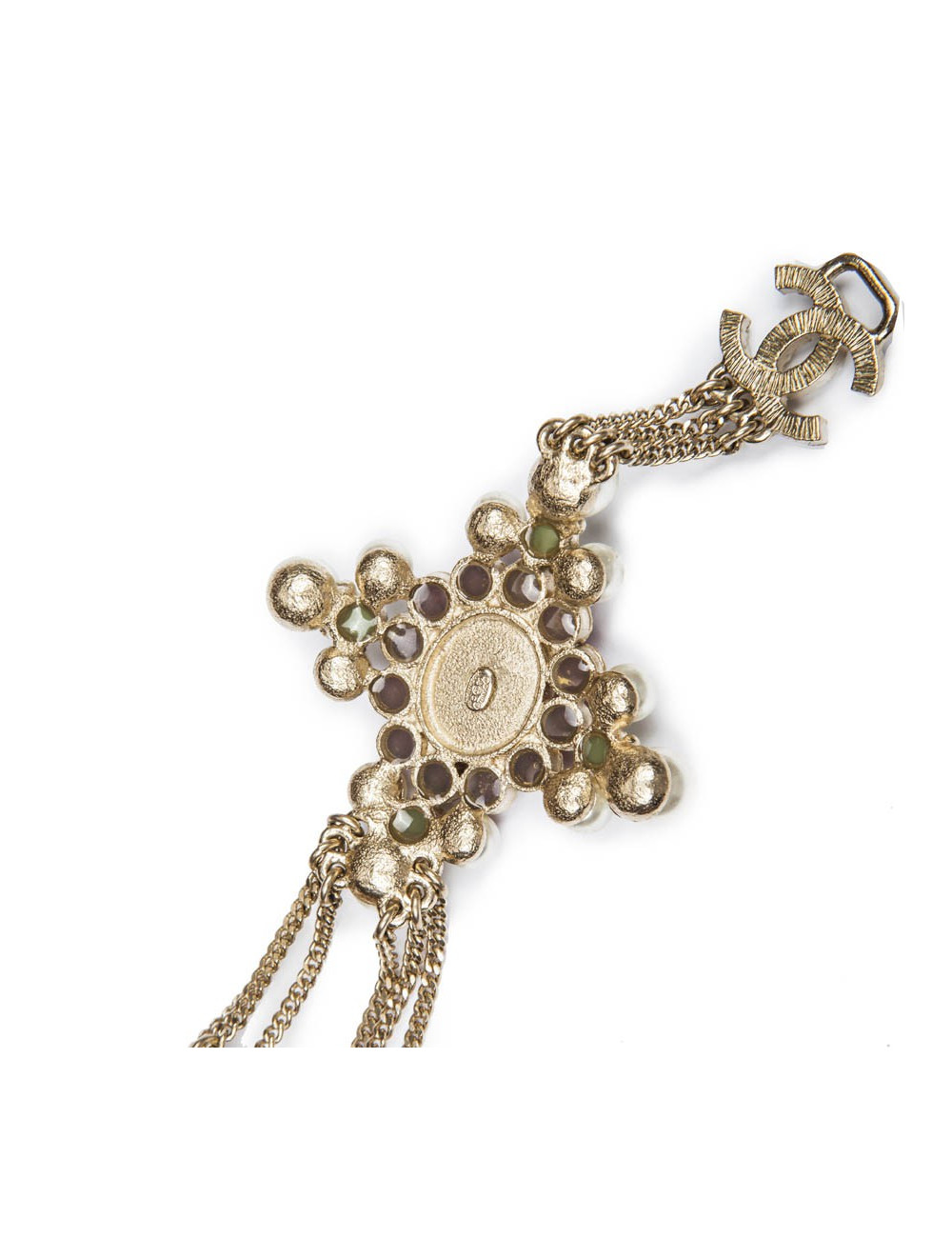 CHANEL Bracelet in Gilded Metal with Pearl and Multicolored Enamel 