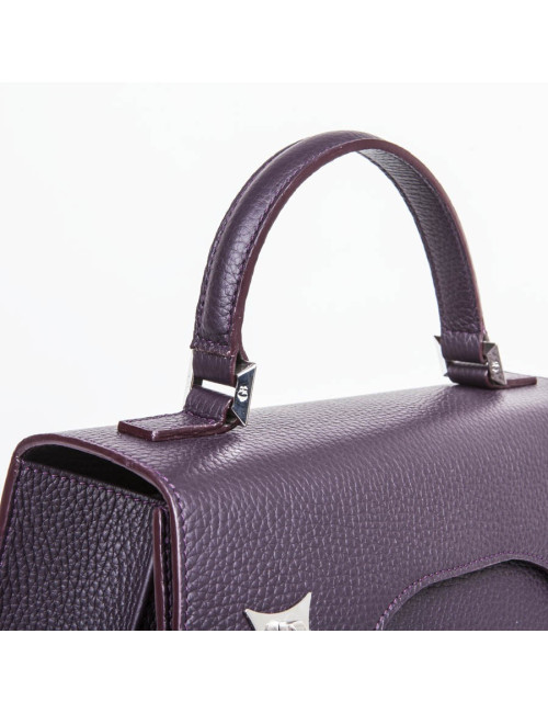 Sac 'Amandine' GRATIANNE BASCANS en cuir grainé raisin